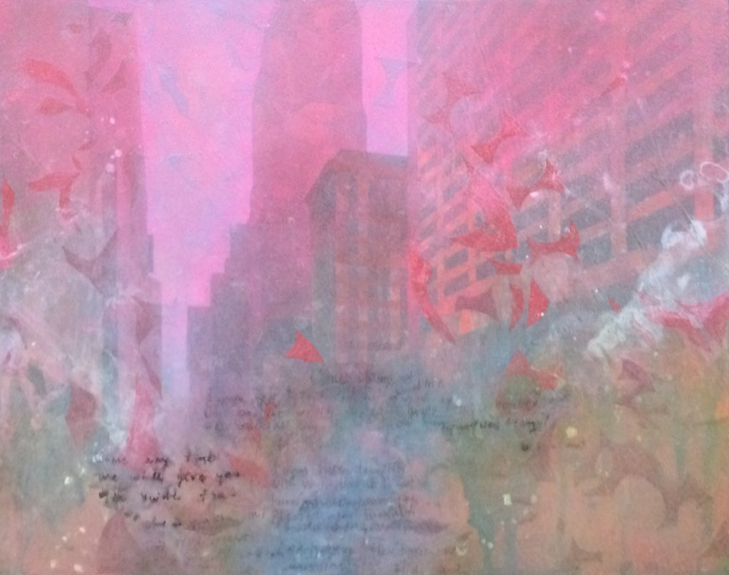 Paper-Thin Manhattan 2? Do Words Emerge?, YOSHIAKI NAKAMURA, 2014Frame, Japanese paper, Dye, Mineral pigments, Resin, Artist’s seal28.0 × 35.5 cm