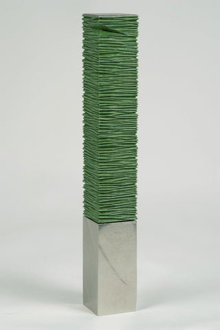 The core of self_tvlsctf1, MASAYUKI TSUBOTA, 2023Gesso, powdered mineral pigments on basswood, tin foil10.0 × 10.0 × 69.0 cm