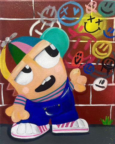 Smile Graffiti, DEBBIE REDA, 2024Acrylic and spray on cotton canvas30.0 × 24.0 cm