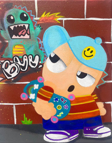 BUU Graffiti, DEBBIE REDA, 2024Acrylic and spray on cotton canvas30.0 × 24.0 cm