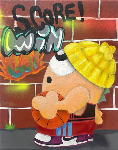 Win Graffiti, DEBBIE REDA, 2024Acrylic and spray on cotton canvas30.0 × 24.0 cm
