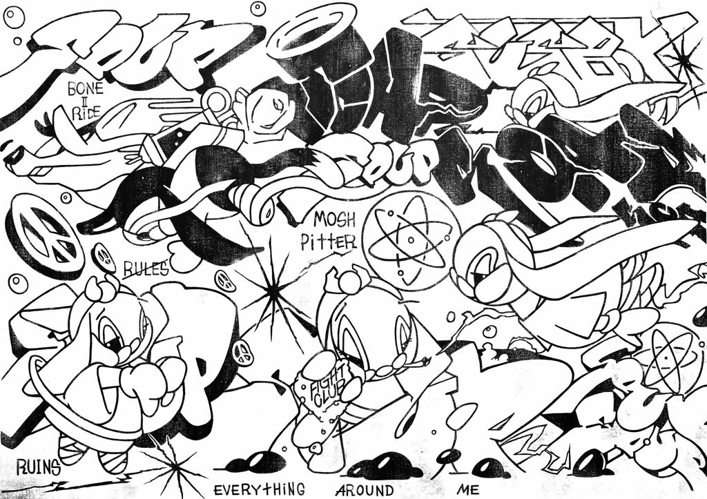 Mosh Pitter (WHT), ARUTA SOUP, 2024Acrylic on canvas171.0 × 241.0 × 4.0 cm