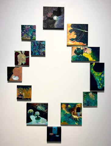 planetarium, AIO, Oil on canvas13-piece set, in the following order of title, size, and year:1. planetarium-aries-、20.0 × 20.0 cm、20242. planetarium-taurus-、40.0 × 20.0 cm、20243. planetarium-gemini-、30.0 × 30.0 cm、20244. planetarium-cancer-、20.0 × 20.0 cm、20245. planetarium-leo-、20.0 × 20.0 cm、20246. planetarium-virgo-、20.0 × 20.0 cm、20257. planetarium-libra-、20.0 × 20.0 cm、20258. planetarium-scorpio-、30.0 × 30.0 cm、20249. planetarium-sagittarius-、30.0 × 30.0 cm、202410. planetarium-capricorn-、20.0 × 20.0 cm、202411. planetarium-aquarius-、20.0 × 40.0 cm、202412. planetarium-pisces-、20.0 × 20.0 cm each、2025