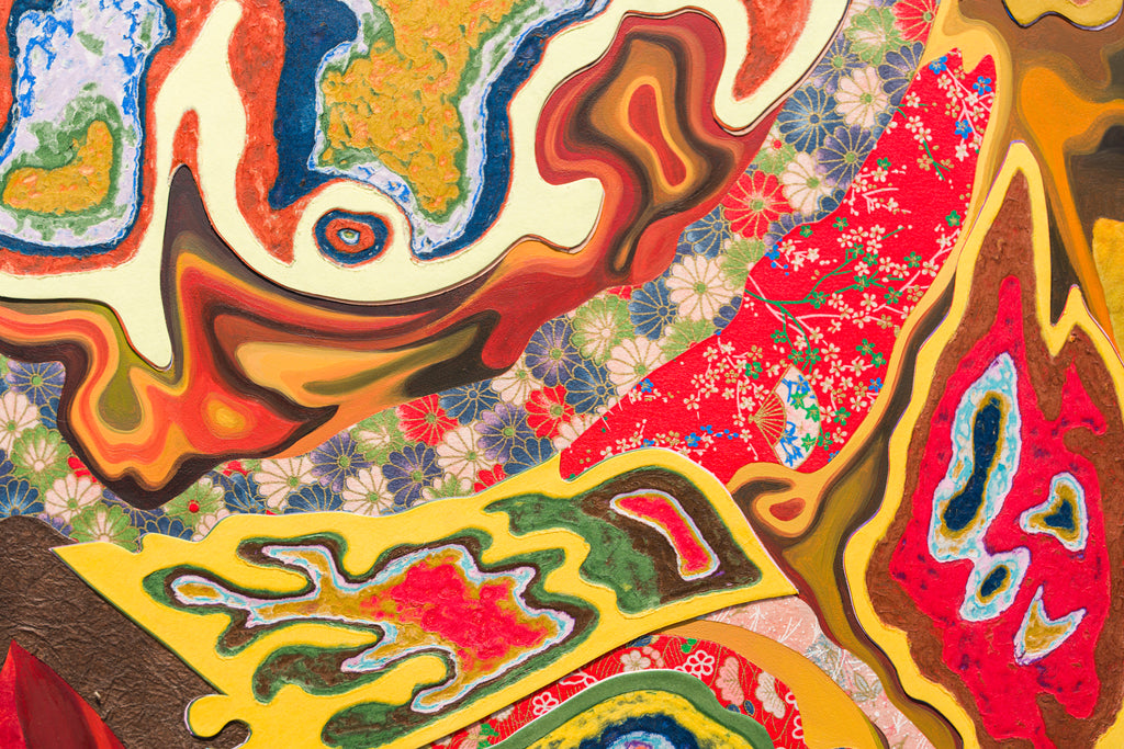 Offered, Withheld II, AZUKI FURUYA, 2026Collage, Oil, Acrylic on wood panel116.7 × 91.0 cm