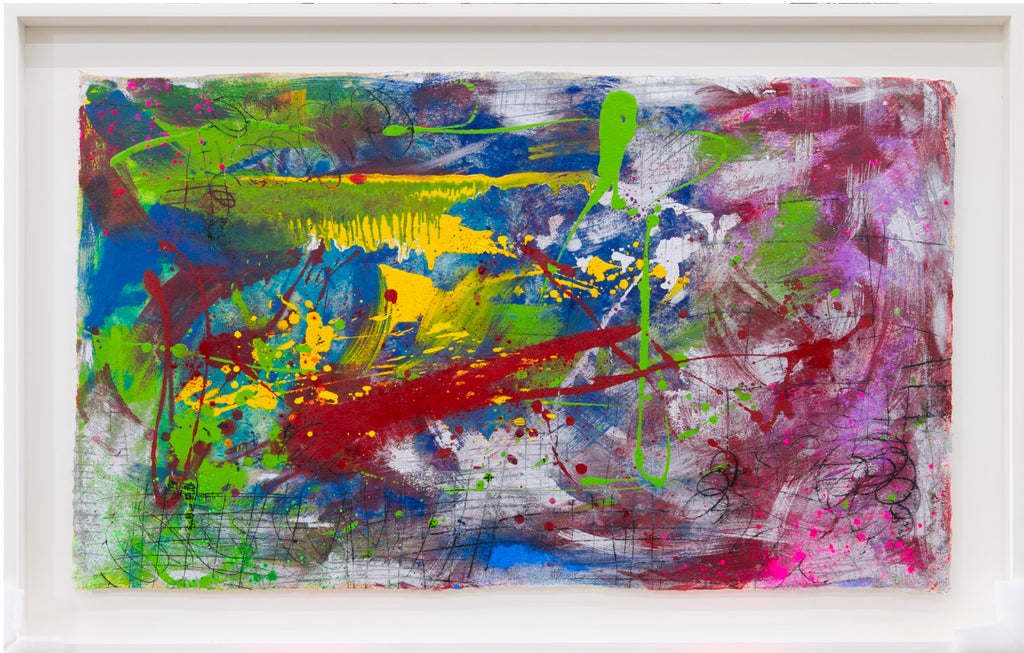 Echoing Realm, BAO PEI, 2025Mixed media on paper, Handmade paper, Tempera, Intaglio ink, Oil painting with museum-grade double-sided non-reflective glass56.0 × 97.0 cm