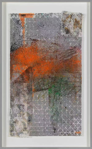 Radiance After Rainfall, BAO PEI, 2025Xuan paper, tempera, copperplate printing ink, and fabric with museum-grade double-sided non-reflective glass95.0 × 56.0 cm
