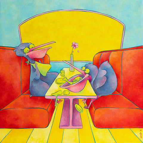 The Dating Table III, CLASUTTA, 2026Oil on canvas40.0 × 40.0 × 5.0 cm