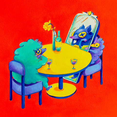 Love Language V: The Admiration, CLASUTTA, 2026Watercolor, Acrylic, Marker on paper30.0 × 30.0 × 5.0 cm
