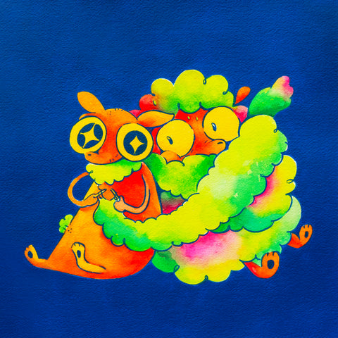 Love Language VII: The Devotion, CLASUTTA, 2026Watercolor, Acrylic, Marker on paper30.0 × 30.0 × 5.0 cm