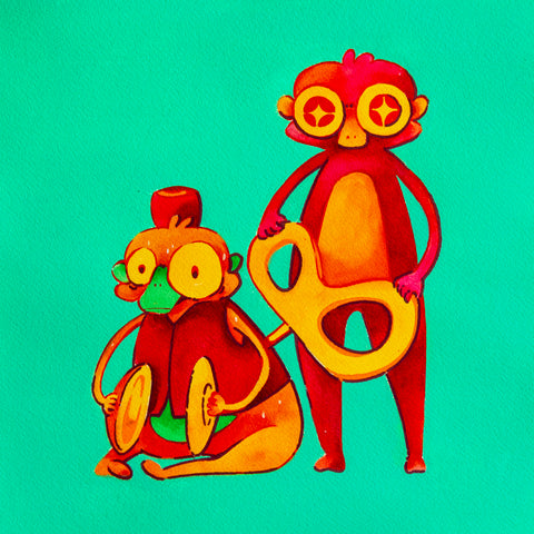 Love Language VIII: The Control, CLASUTTA, 2026Watercolor, Acrylic, Marker on paper30.0 × 30.0 × 5.0 cm