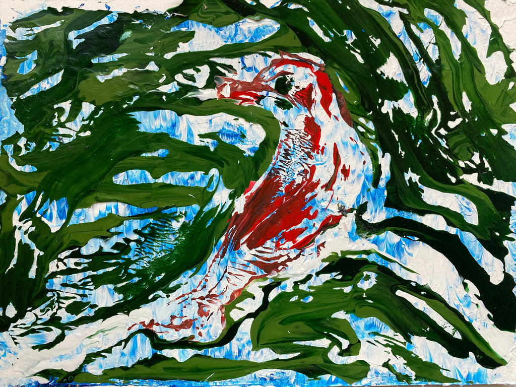 Bird Left for Trace (n°104 22), CLÉMENT DENIS, 2021Acrylic on paper15.0 × 20.0 cm