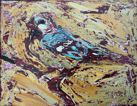 Birds Left as A Legacy 2, CLÉMENT DENIS, 2026Monotype and acrylic on canvas19.0 × 24.0 cm