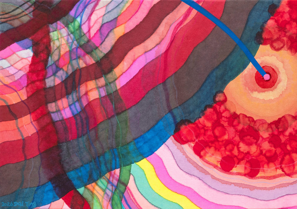 Flower of Life 8, DAI YING, 2026Chinese painting pigments, Japanese pigments, acrylic, and Chinese xuan paper mounted on canvas20.0 × 28.5 cm