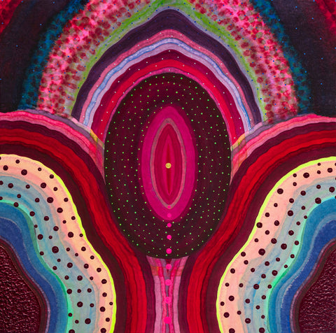 Geo-Maternal 11, DAI YING, 2026Chinese painting pigments, Japanese pigments, Acrylic, Hematite, Chinese xuan paper mounted on canvas96.0 × 96.0 cm