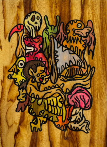 Boat man, FABIEN VERSCHAERE, 2019Water color on Korean paper and wood29.0 × 21.0 cm