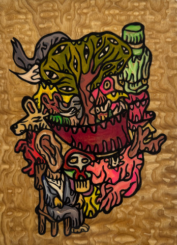 Bodda, FABIEN VERSCHAERE, 2019Water color on Korean paper and wood29.0 × 21.0 cm