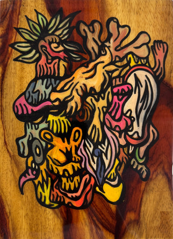 Chamane, FABIEN VERSCHAERE, 2019Water color on Korean paper and wood29.0 × 21.0 cm