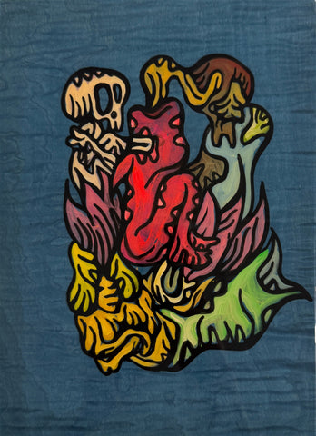 Fisher, FABIEN VERSCHAERE, 2019Water color on Korean paper and wood29.0 × 21.0 cm