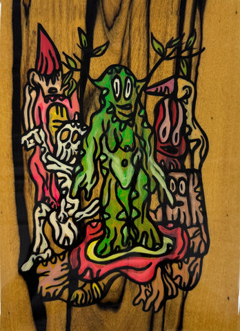 Golem, FABIEN VERSCHAERE, 2019Water color on Korean paper and wood29.0 × 21.0 cm