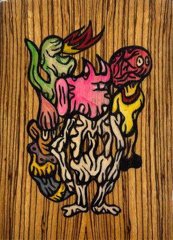 Piggy, FABIEN VERSCHAERE, 2019Water color on Korean paper and wood29.0 × 21.0 cm