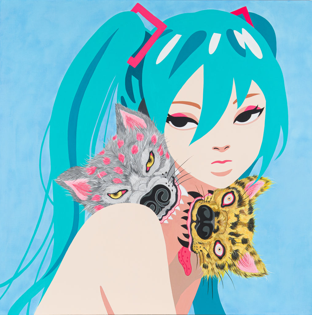 Bitten from Within (MIKU2), FEEBEE, 2026Acrylic on canvas91.0 × 91.0 cm
