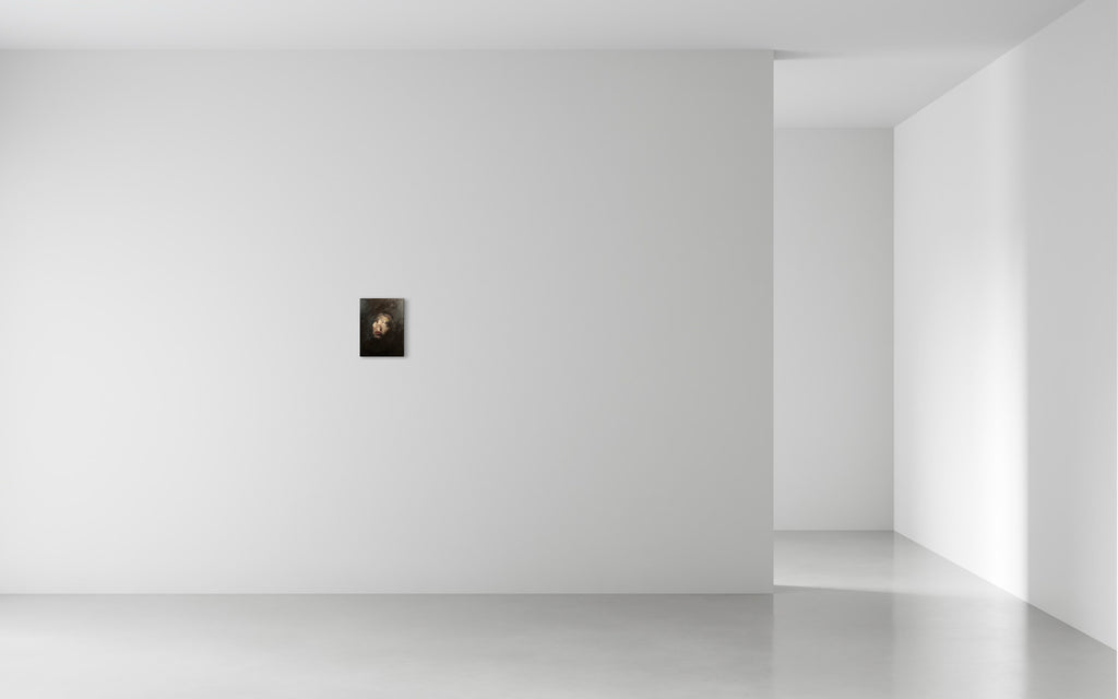 Untitled #12, HENRIK AARRESTAD ULDALEN, 2023Oil on panel32.0 × 24.0 cmCharacterized by expressive brushwork and minimal, restrained compositions, Henrik Uldalen's works create a dreamlike, liminal atmosphere. They explore emotional and existential themes such as loneliness, alienation, and anxiety, often conveyed through the human figure.