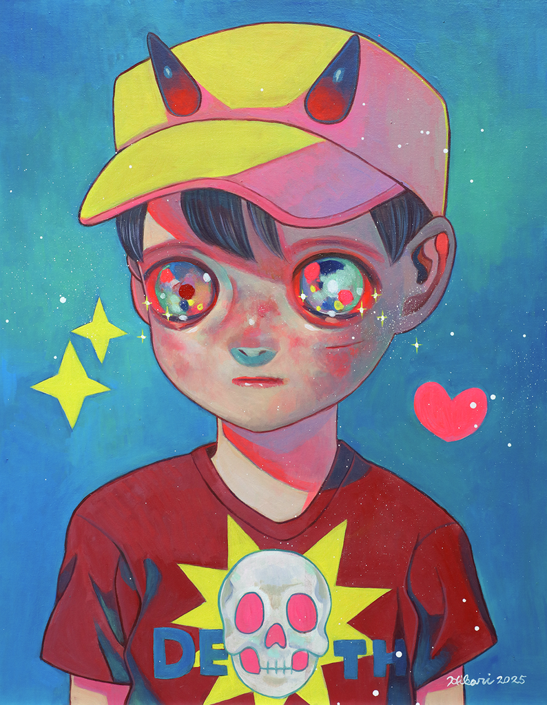 Children of This Planet #72, HIKARI SHIMODA, 2025Oil on cotton cloth41.0 × 38.1 cm