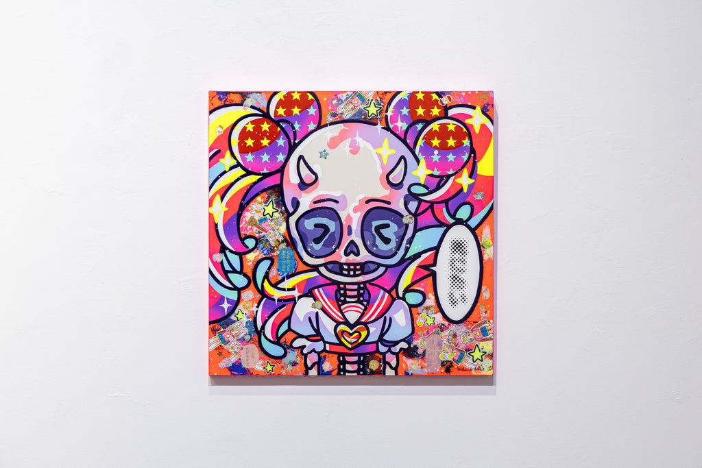 Fading Away Repeatedly - Girl #4, HIKARI SHIMODA, 2023Acrylic on canvas with gel medium and collage53.0 × 53.0 cm