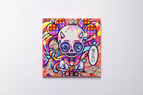 Fading Away Repeatedly - Girl #4, HIKARI SHIMODA, 2023Acrylic on canvas with gel medium and collage53.0 × 53.0 cm