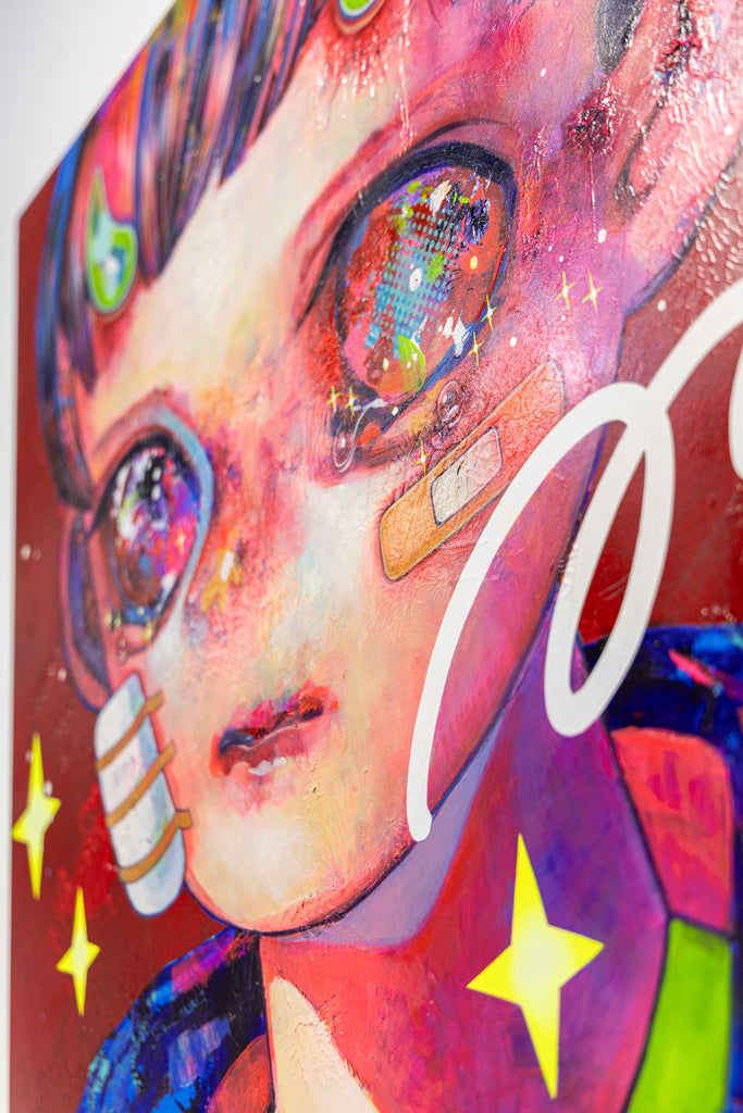 God Is Dead, But… #10, HIKARI SHIMODA, 2023Acrylic, Oil on canvas with cotton cloth72.7 × 72.7 cm