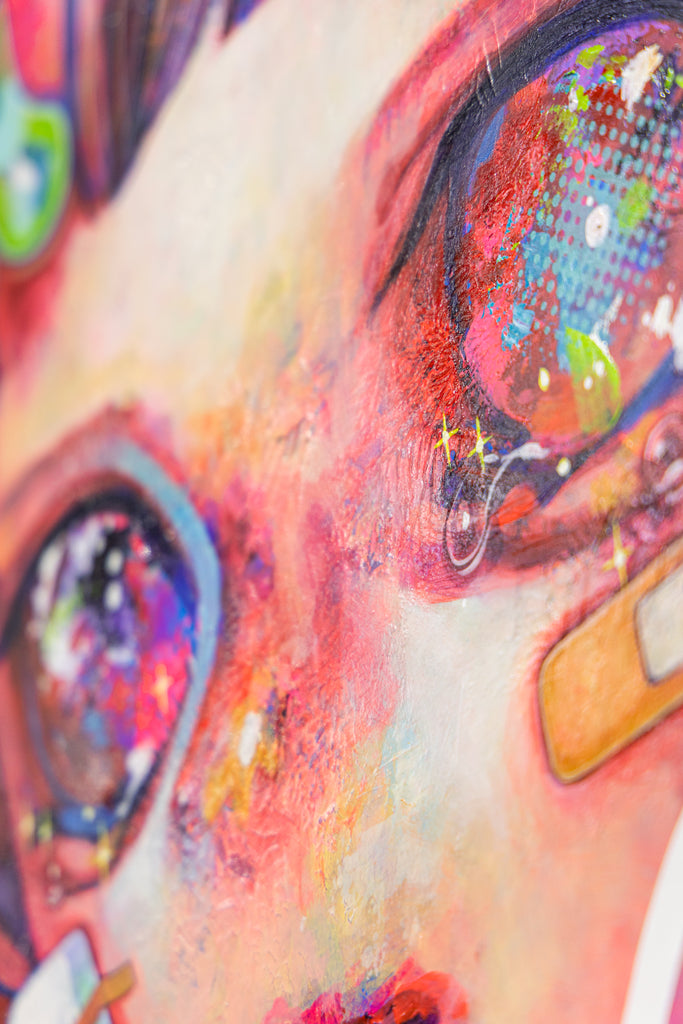 God Is Dead, But… #10, HIKARI SHIMODA, 2023Acrylic, Oil on canvas with cotton cloth72.7 × 72.7 cm