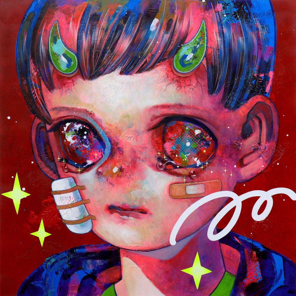 God Is Dead, But… #10, HIKARI SHIMODA, 2023Acrylic, Oil on canvas with cotton cloth72.7 × 72.7 cm