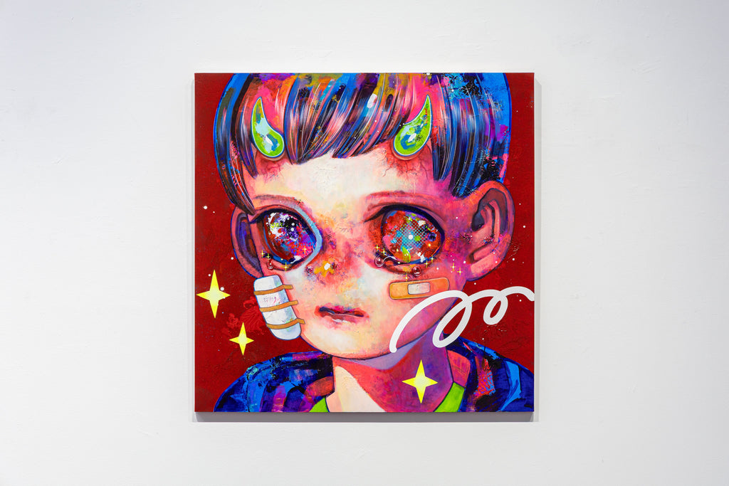 God Is Dead, But… #10, HIKARI SHIMODA, 2023Acrylic, Oil on canvas with cotton cloth72.7 × 72.7 cm
