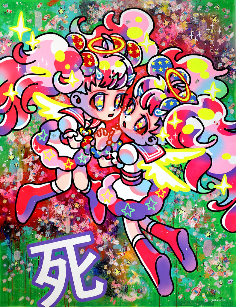 Save Yourself, HIKARI SHIMODA, 2023Acrylic on canvas with gel medium and collage145.5 × 112.0 cm