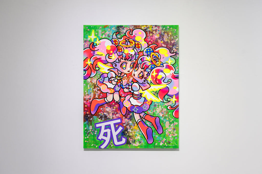 Save Yourself, HIKARI SHIMODA, 2023Acrylic on canvas with gel medium and collage145.5 × 112.0 cm