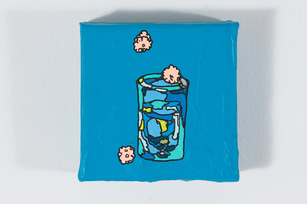 Sip, icco Yoshimura, 2023Acrylic on canvas10.3 × 10.3 × 3.6 cm