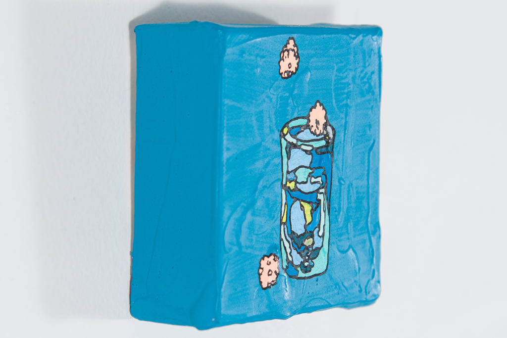 Sip, icco Yoshimura, 2023Acrylic on canvas10.3 × 10.3 × 3.6 cm