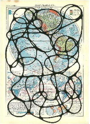 Mappemonde Carte No24 Loop, JEFF ROSS, 2020Acrylic paint on paper32.0 × 21.0 cm