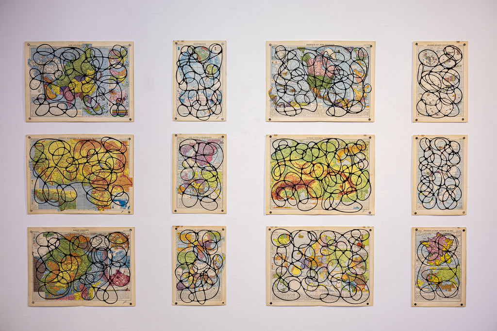 Mappemonde Carte No24 Loop, JEFF ROSS, 2020Acrylic paint on paper32.0 × 21.0 cm