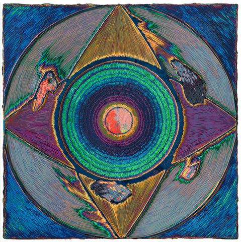 Heavenly Eyes.2022.10.10, JIANG MIAO, 2020-2023Acrylic on wood panel, Carving60.0 × 60.0 cm