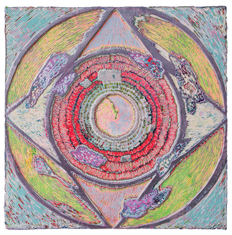 Heavenly Eyes 2023.6.20, JIANG MIAO, 2023Acrylic on wooden board, Carving60.5 × 60.5 cm