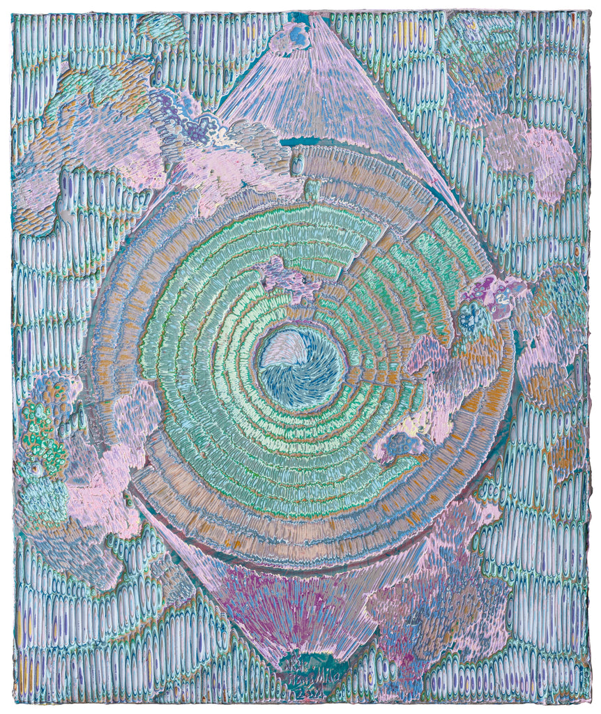 Heavenly Eyes 2024.3.22, JIANG MIAO, 2024Acrylic on woodboard, Carving66.0 × 55.0 cm