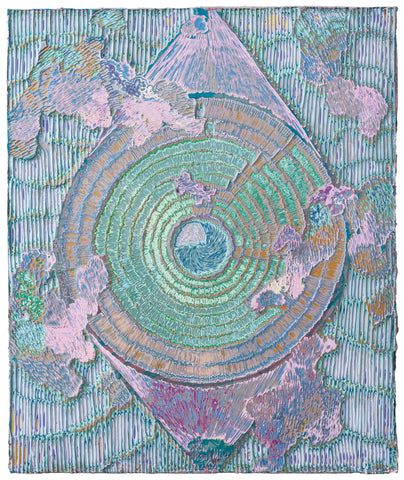 Heavenly Eyes 2024.3.22, JIANG MIAO, 2024Acrylic on woodboard, Carving66.0 × 55.0 cm