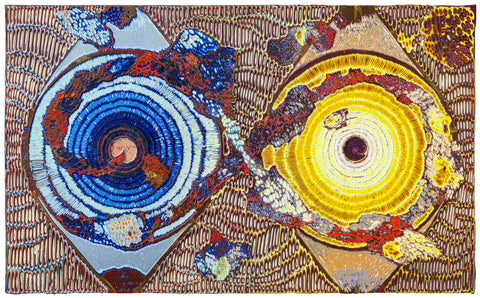 Heavenly Eyes 20250118, JIANG MIAO, 2025Acrylic on wooden board, Carving55.0 × 90.0 cm