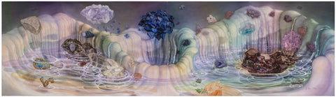 Water Sphere 20250320, JIANG MIAO, 2025Oil on canvas87.0 × 304.5 cm