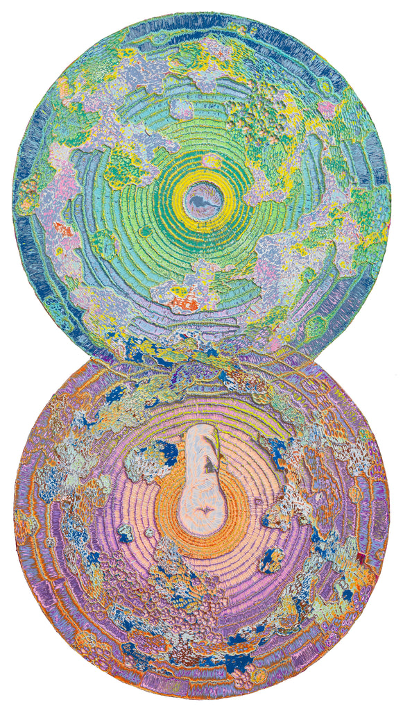 Infinity and Immortal 20250425, JIANG MIAO, 2025Acrylic on wooden board, Carving172.0 × 100.0 cm