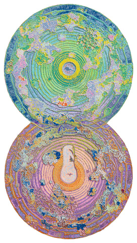 Infinity and Immortal 20250425, JIANG MIAO, 2025Acrylic on wooden board, Carving172.0 × 100.0 cm