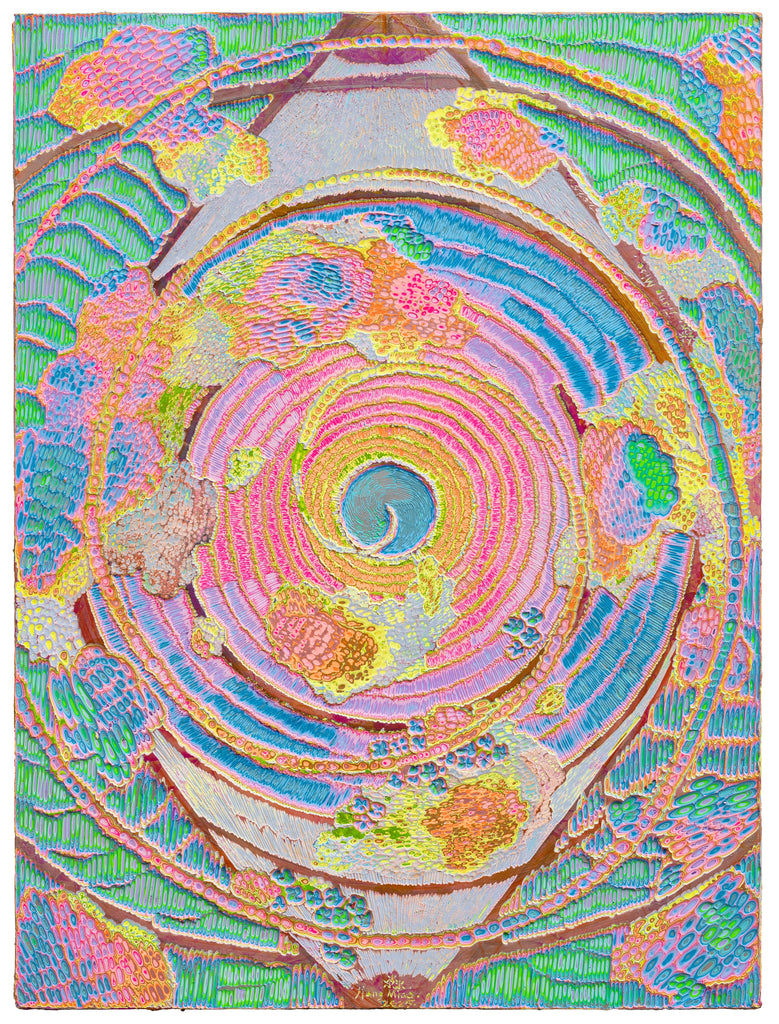 Heavenly Eyes 20250427, JIANG MIAO, 2025Acrylic on wooden board, Carving120.0 × 90.0 cm