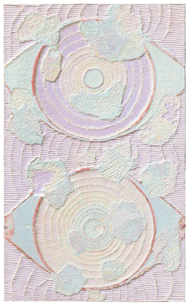 Heavenly Eyes 20250321, JIANG MIAO, 2025Acrylic on wooden board, Carving90.0 × 55.0 cm