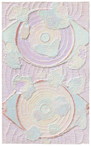 Heavenly Eyes 20250321, JIANG MIAO, 2025Acrylic on wooden board, Carving90.0 × 55.0 cm